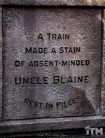 "A train made a stain of absent minded Uncle Blaine"
